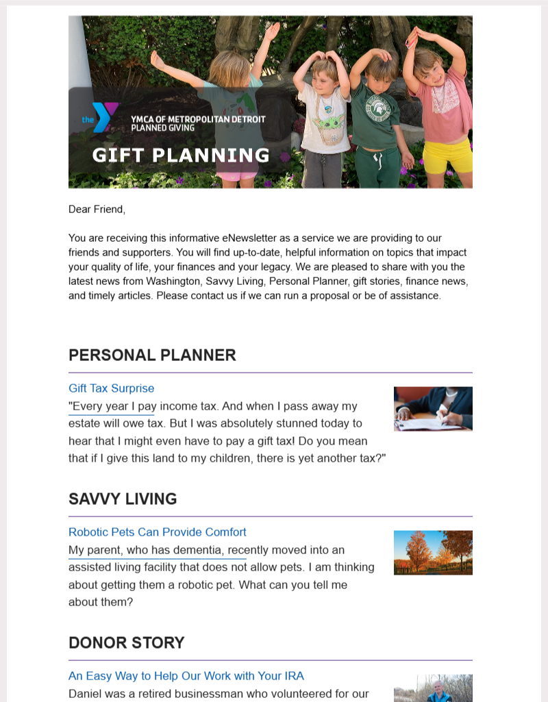Donor enewsletter